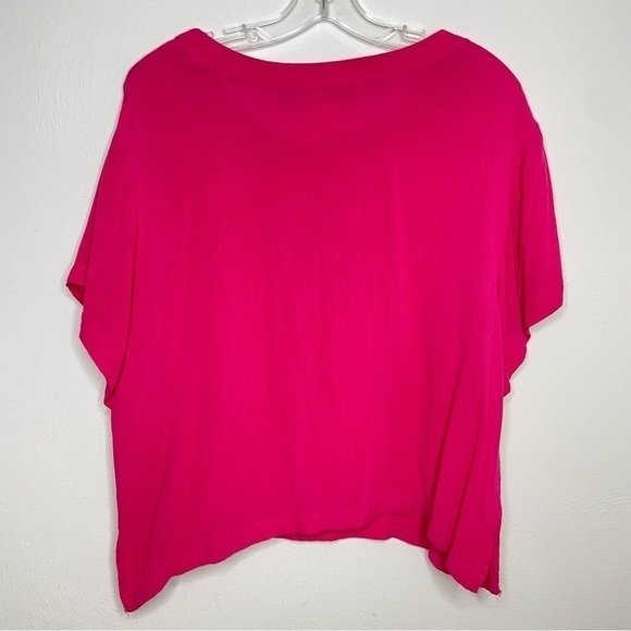 Vintage 80s 90s magenta pink oversized boxy relaxed fit short sleeve blouse top - Picture 16 of 16